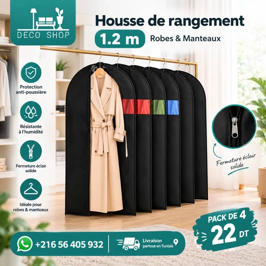 Deco Shop Plus غلاف ترتيب 1.2 م للفساتين والمعاطف