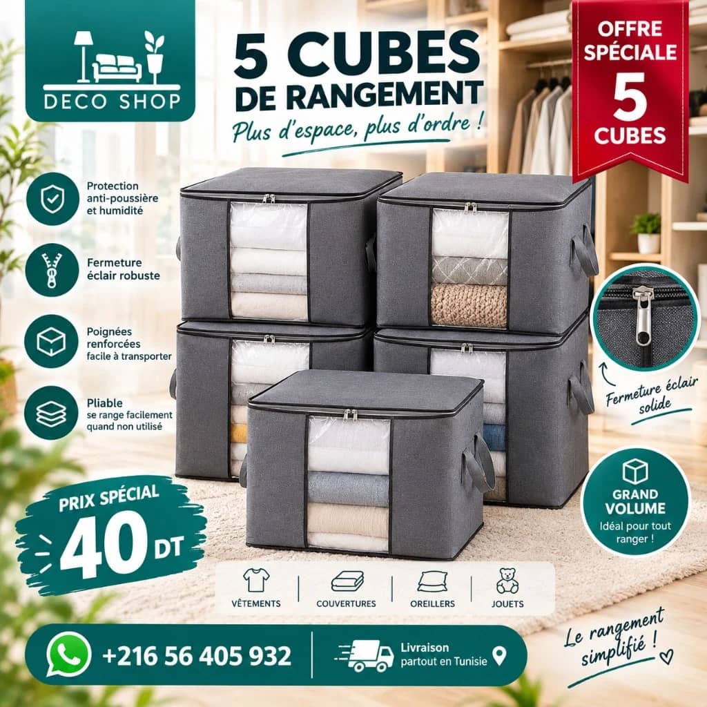 Deco Shop Plus 5 Cubes ترتيب pliables – 50 × 40 × 40 صم