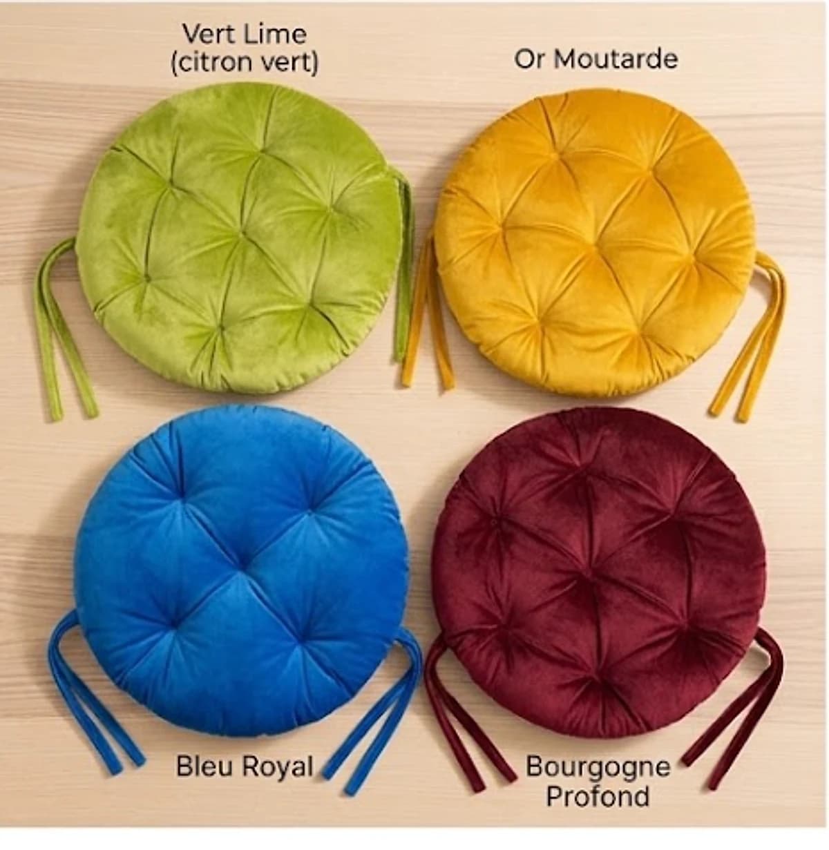 Deco Shop Plus Pack de 4 galettes de chaise rondes capitonnées 3