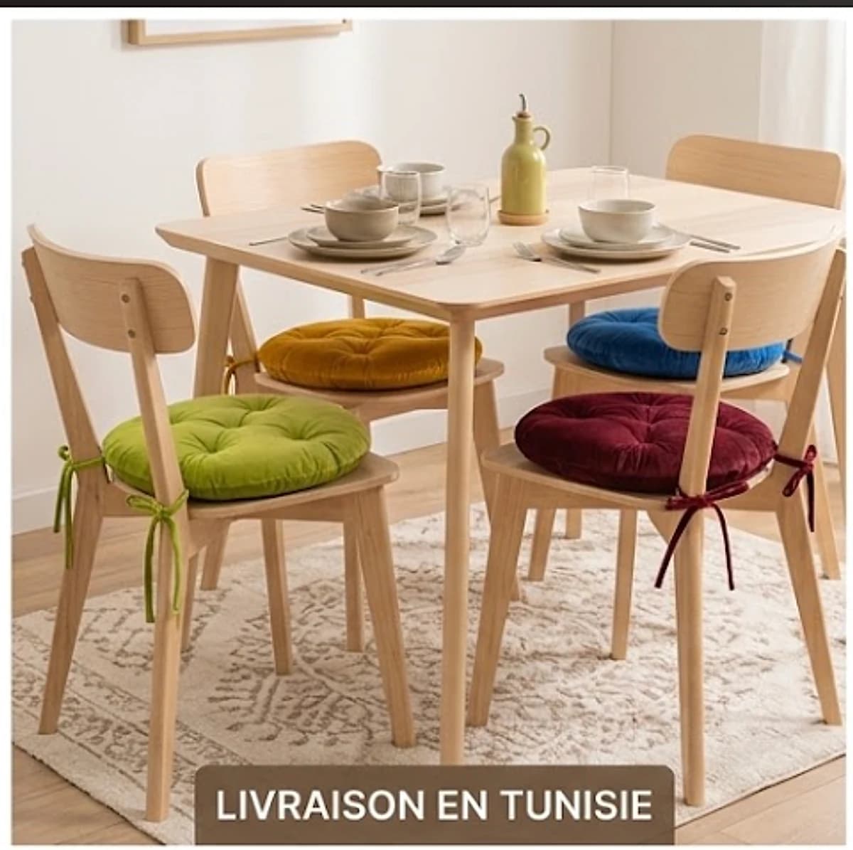 Deco Shop Plus Pack de 4 galettes de chaise rondes capitonnées 2